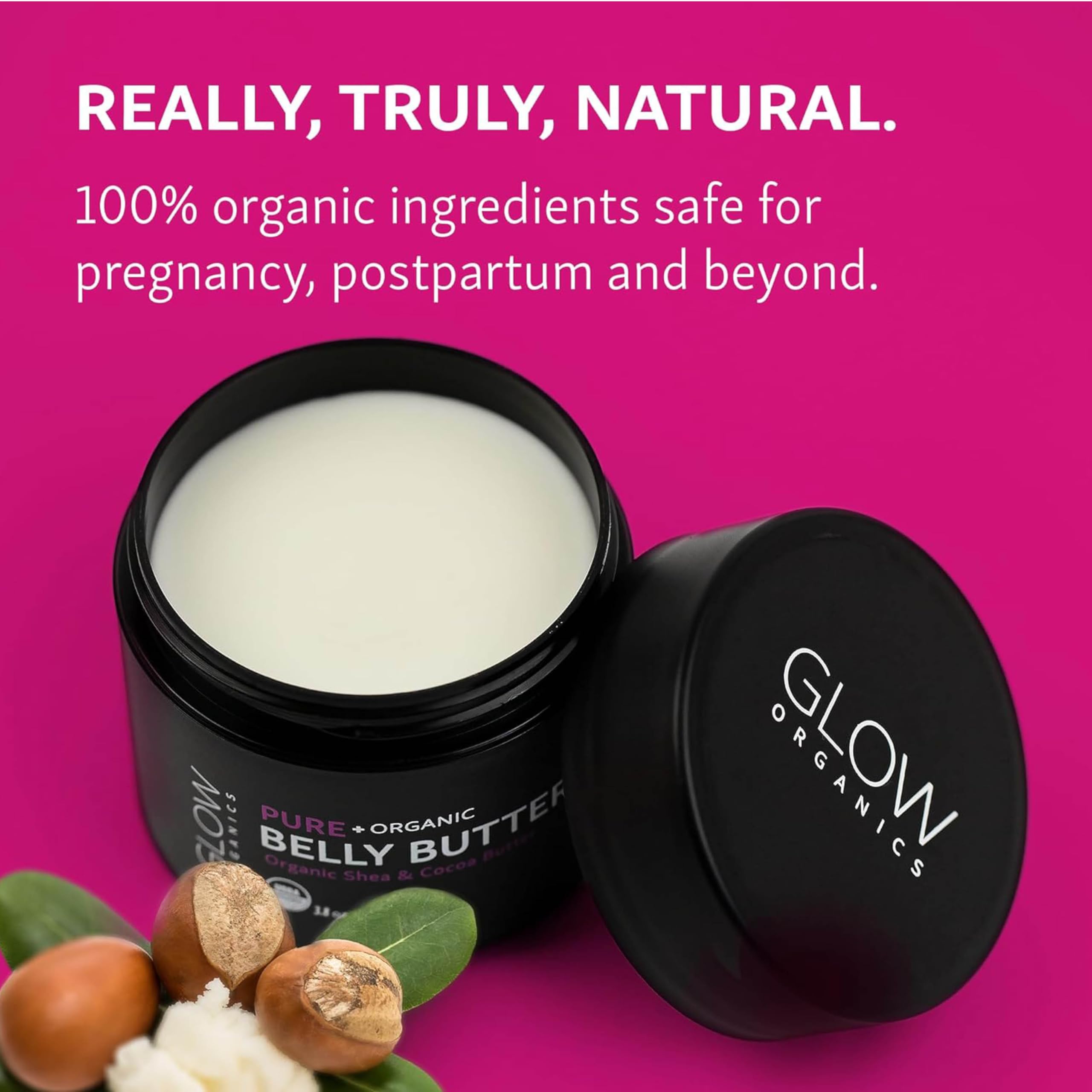 Glow Organics whipped butter texture swipe demonstrating rich hydration and quick absorption