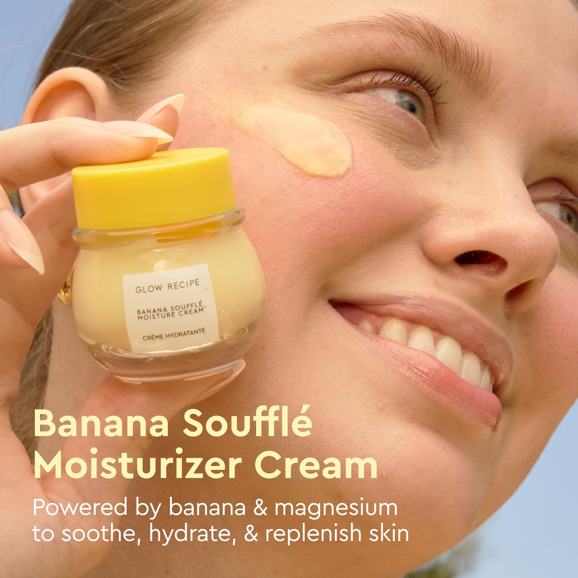 Glow Recipe banana shimmer lip balm open to reveal glossy balm tip