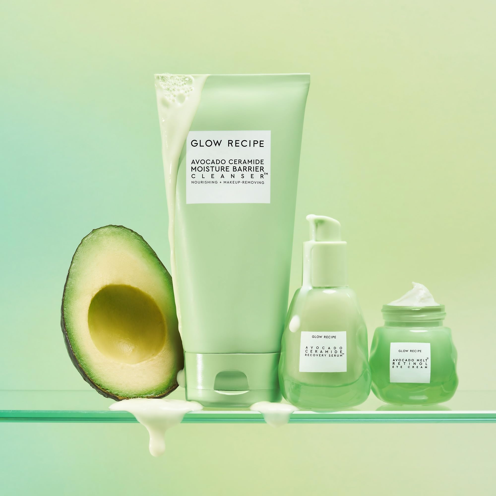Glow Recipe bottle styled on bathroom shelf suggesting daily routine fit