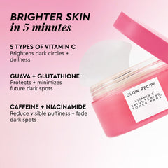 Pad placed under eye demonstrating Glow Recipe depuffing benefit