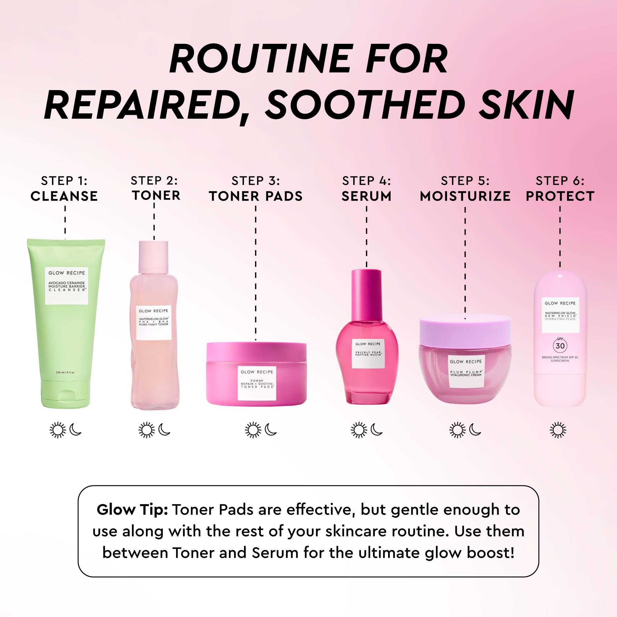 Glow Recipe pad used as mini-mask on forehead for targeted relief
