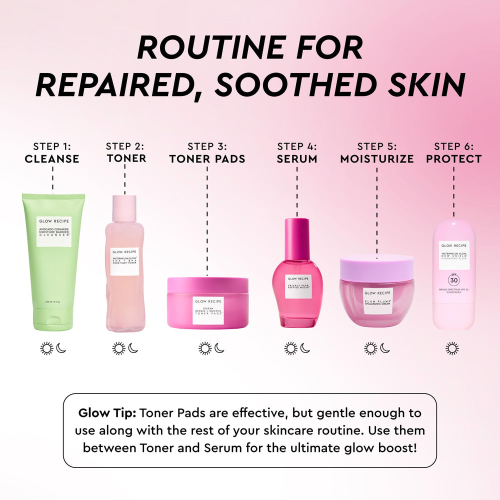 Glow Recipe pad used as mini-mask on forehead for targeted relief