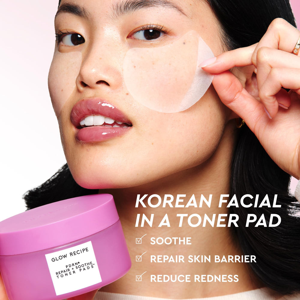 Glow Recipe pad saturated with serum demonstrating hydration boost