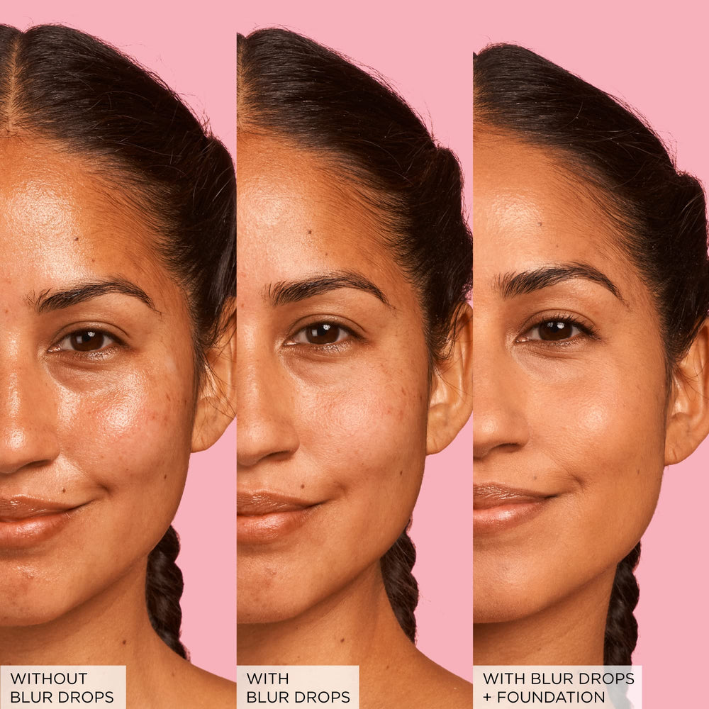 Glow Recipe before and after comparison showing reduced visible pores