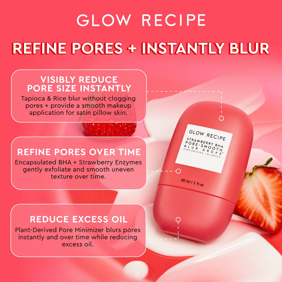 Glow Recipe strawberries and rice ingredients emphasizing oil control