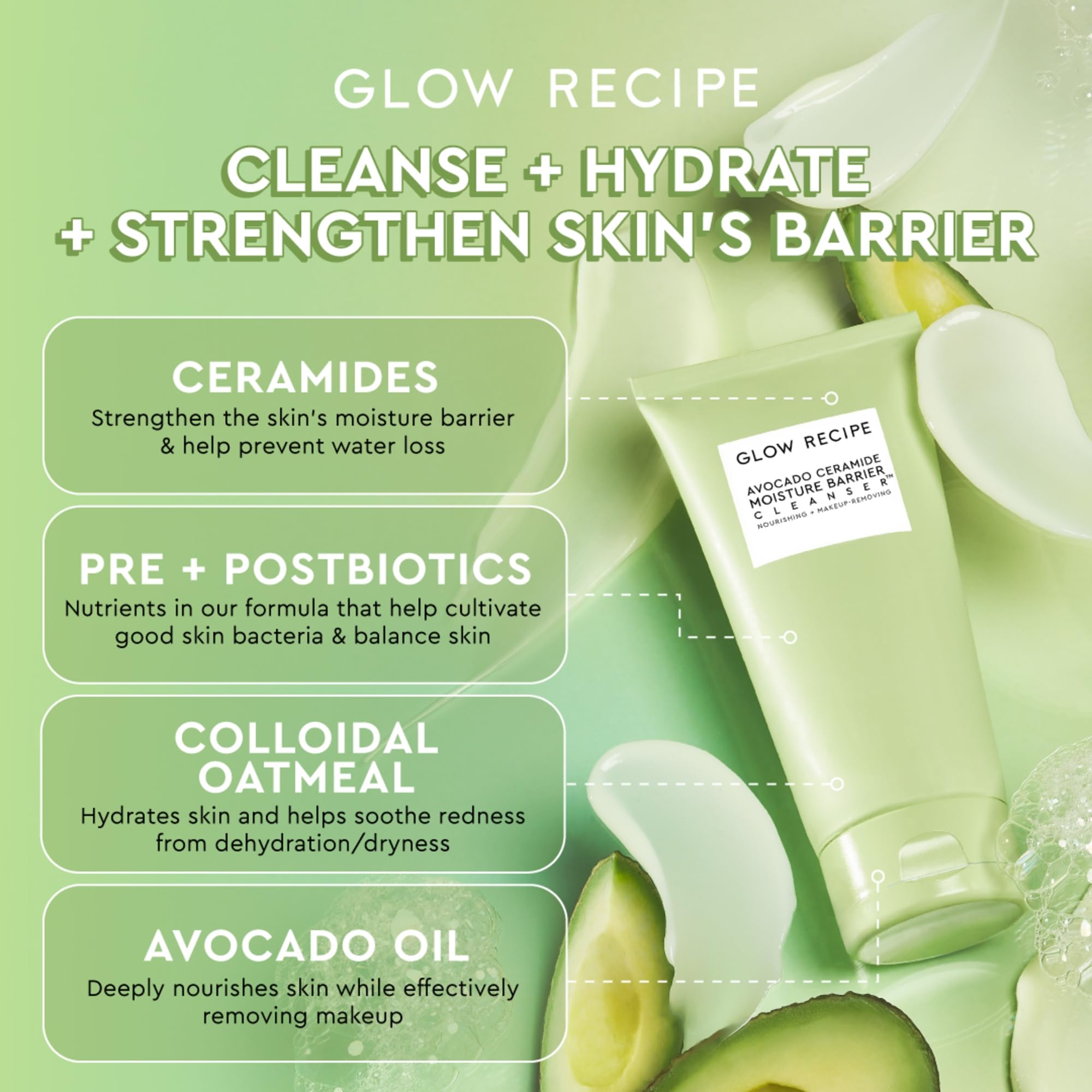 Glow Recipe gel-to-foam texture transforming in hand for hydrating cleanse