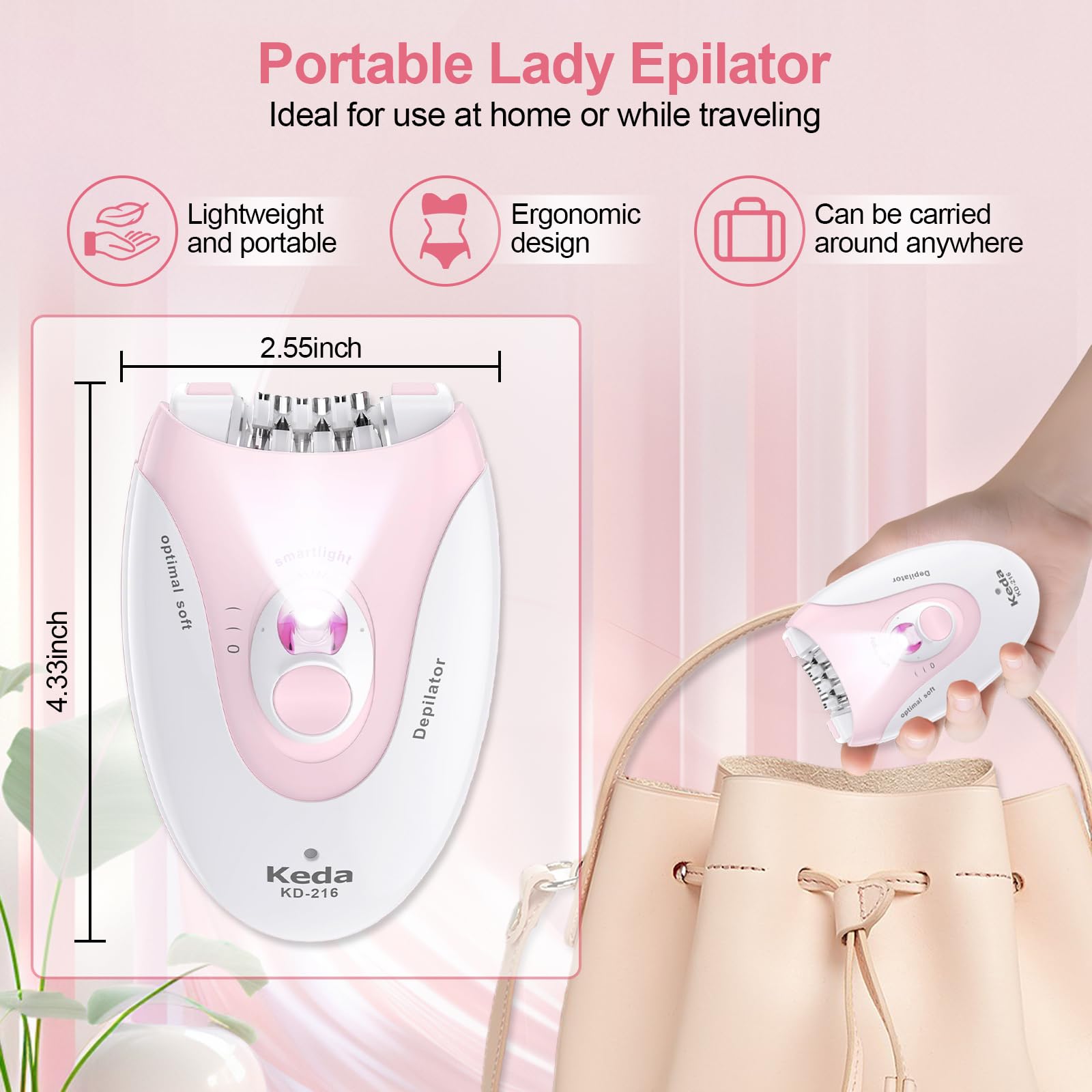 Glowshave held in hand for scale showing compact portable size