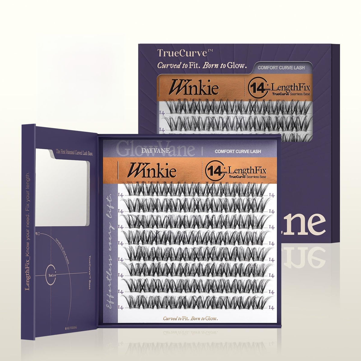 GlowVane front packaging showing Winkie clusters and clean everyday look benefit