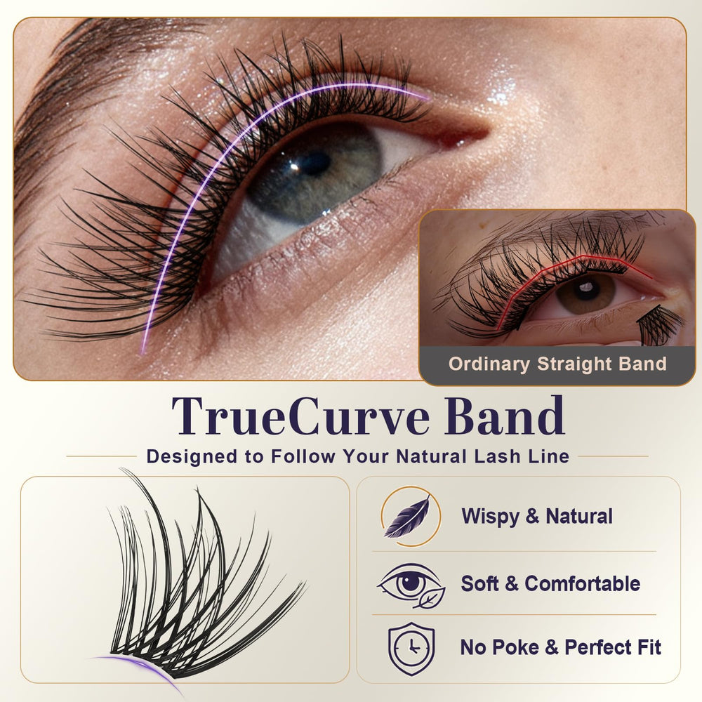 GlowVane lashes applied on eye demonstrating natural polished lift