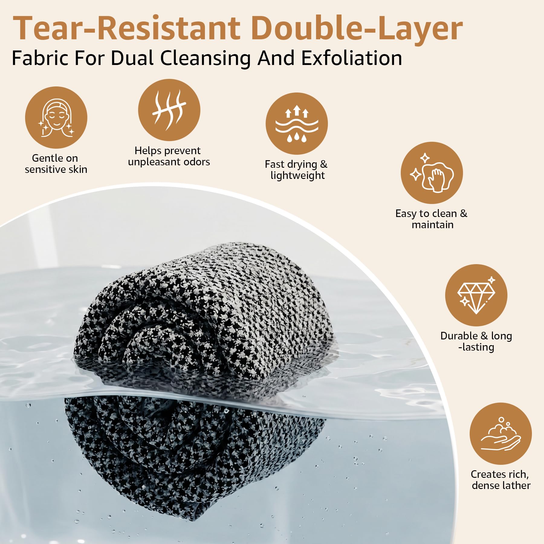 glusoptz full-length towel stretched showing 48-inch reach for easier back cleaning