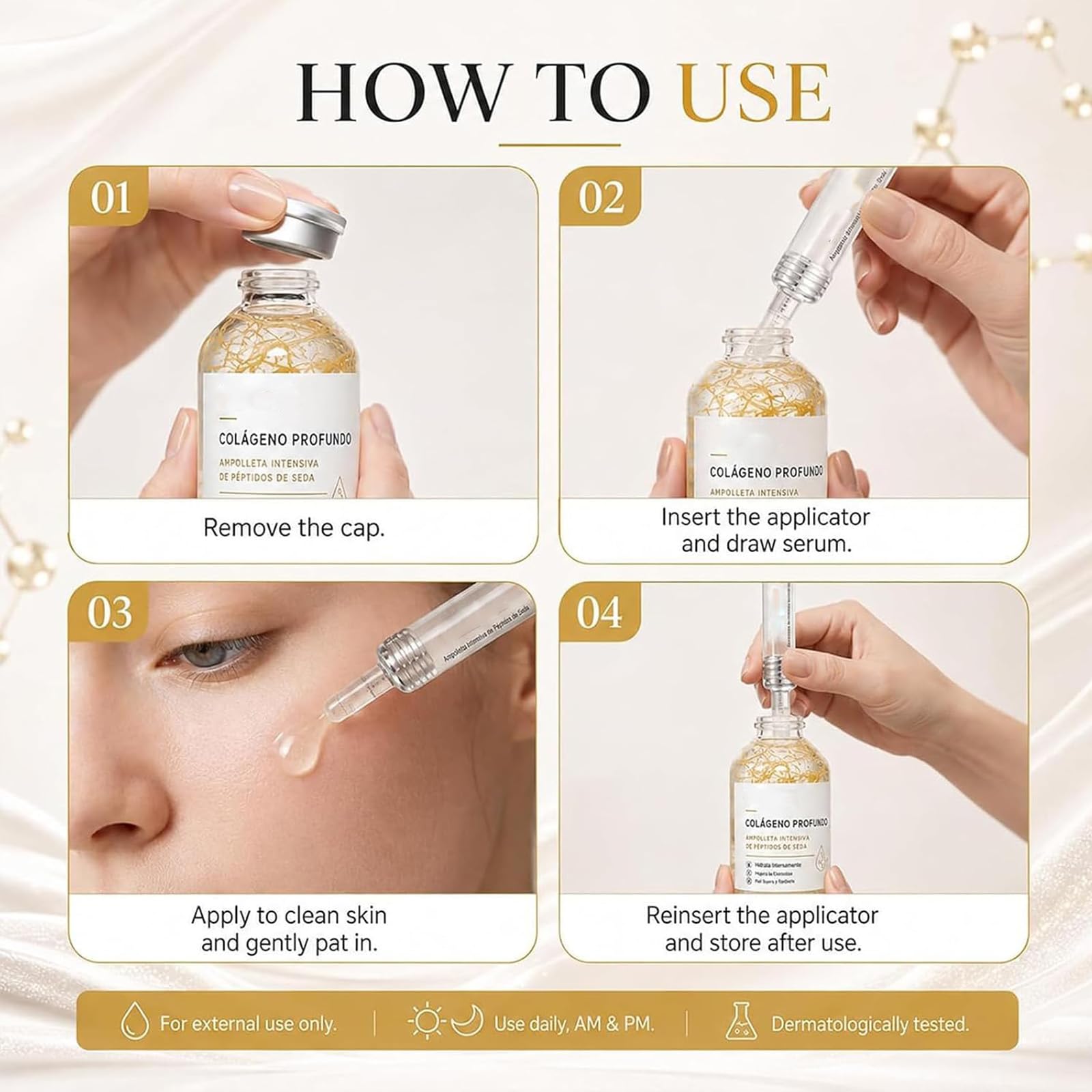 Glykonex ampoule cap and label detail highlighting formula transparency