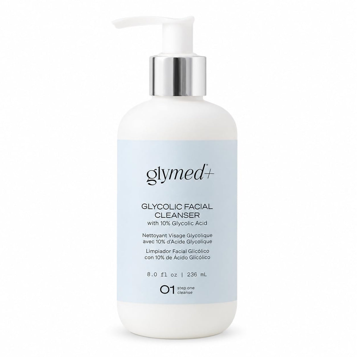 GLYMED front label of Gentle Facial Wash showing product benefits