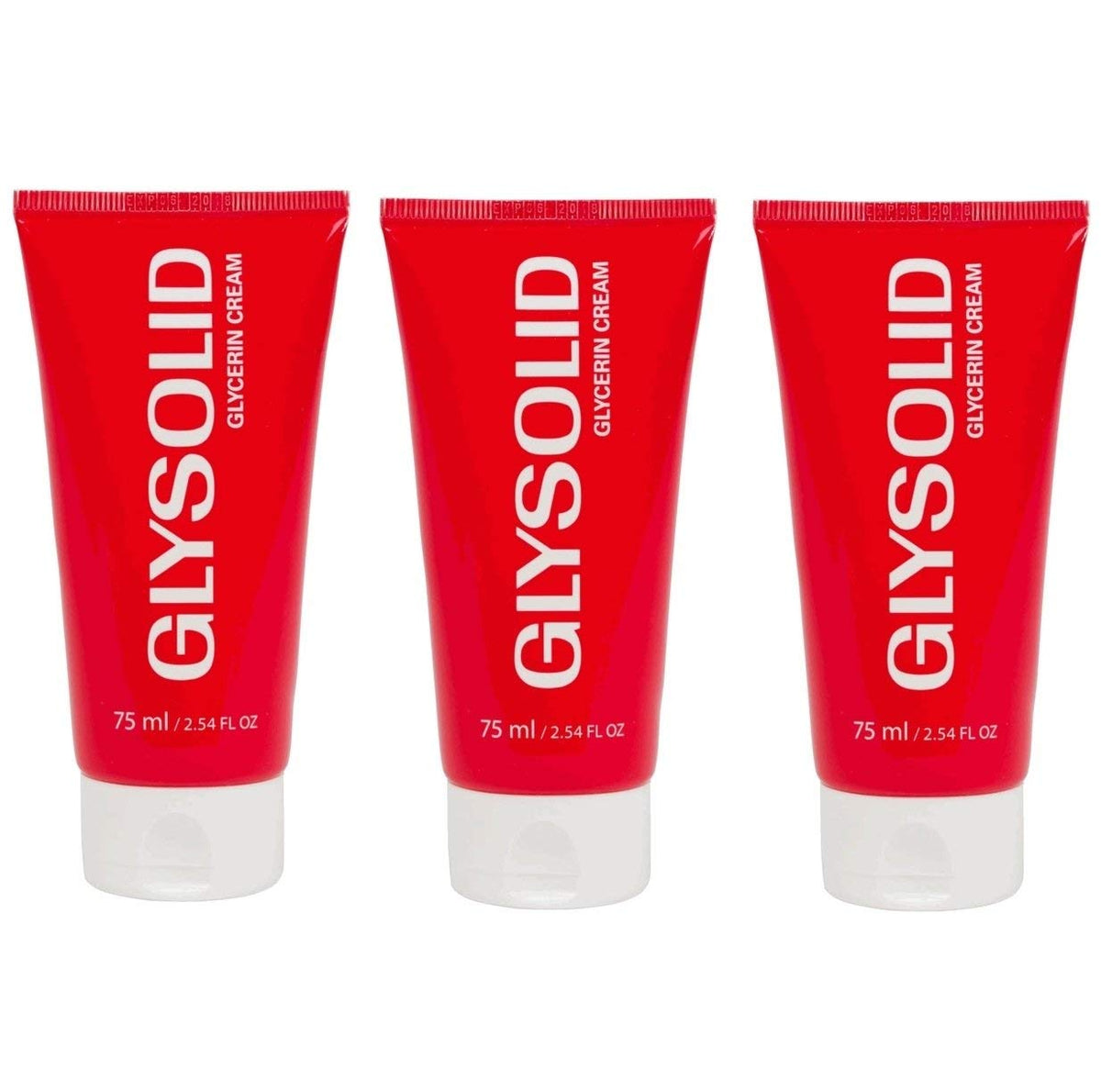 Glysolid front tube packaging showing brand and 75ml size for reliable hydration