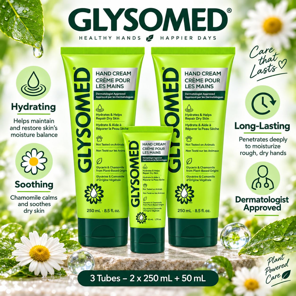 Glysomed ingredient label highlighting glycerin and chamomile benefit