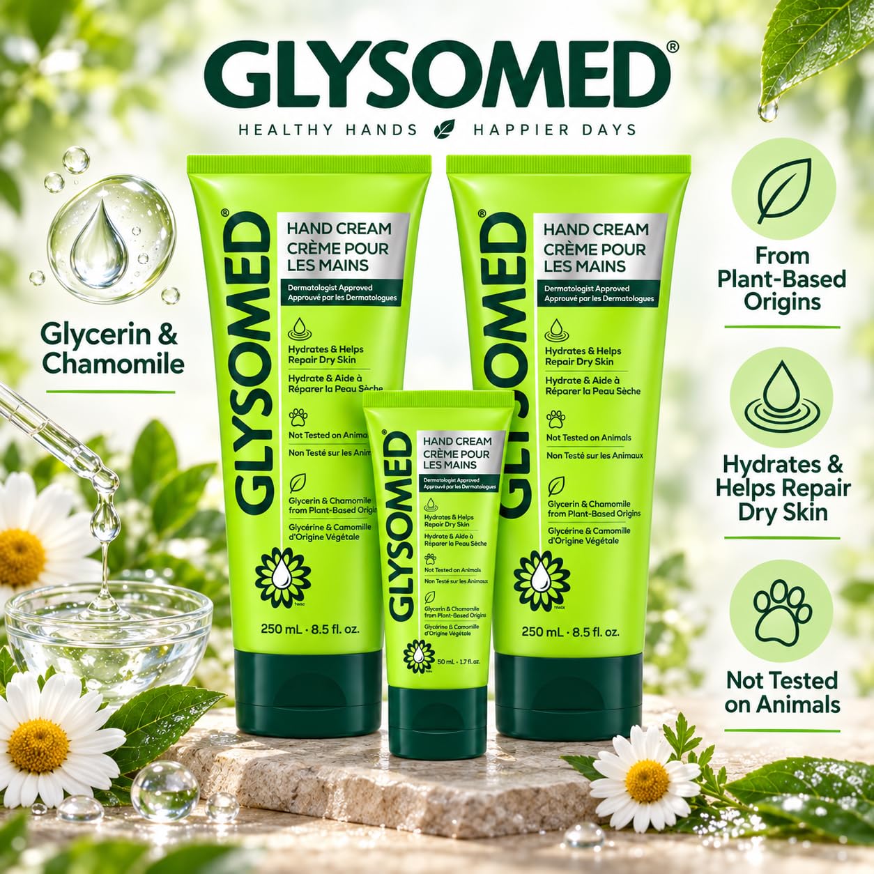 Glysomed size comparison in hand showing scale and portability benefit