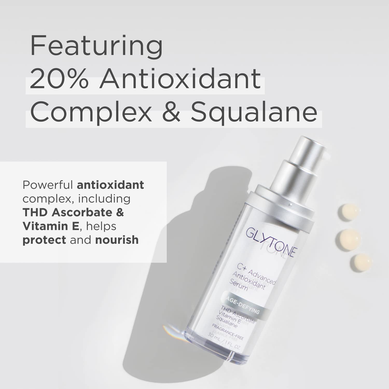 Glytone texture close-up displaying lightweight squalane hydration