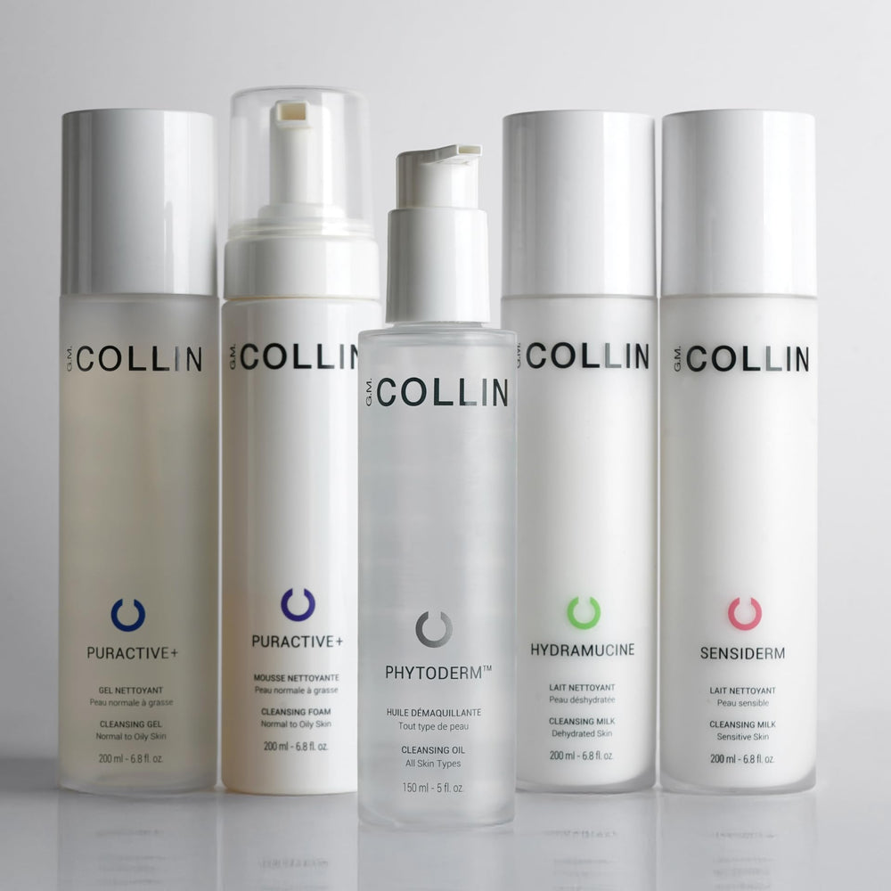 G.M. COLLIN on bathroom shelf suggesting daily skincare ritual