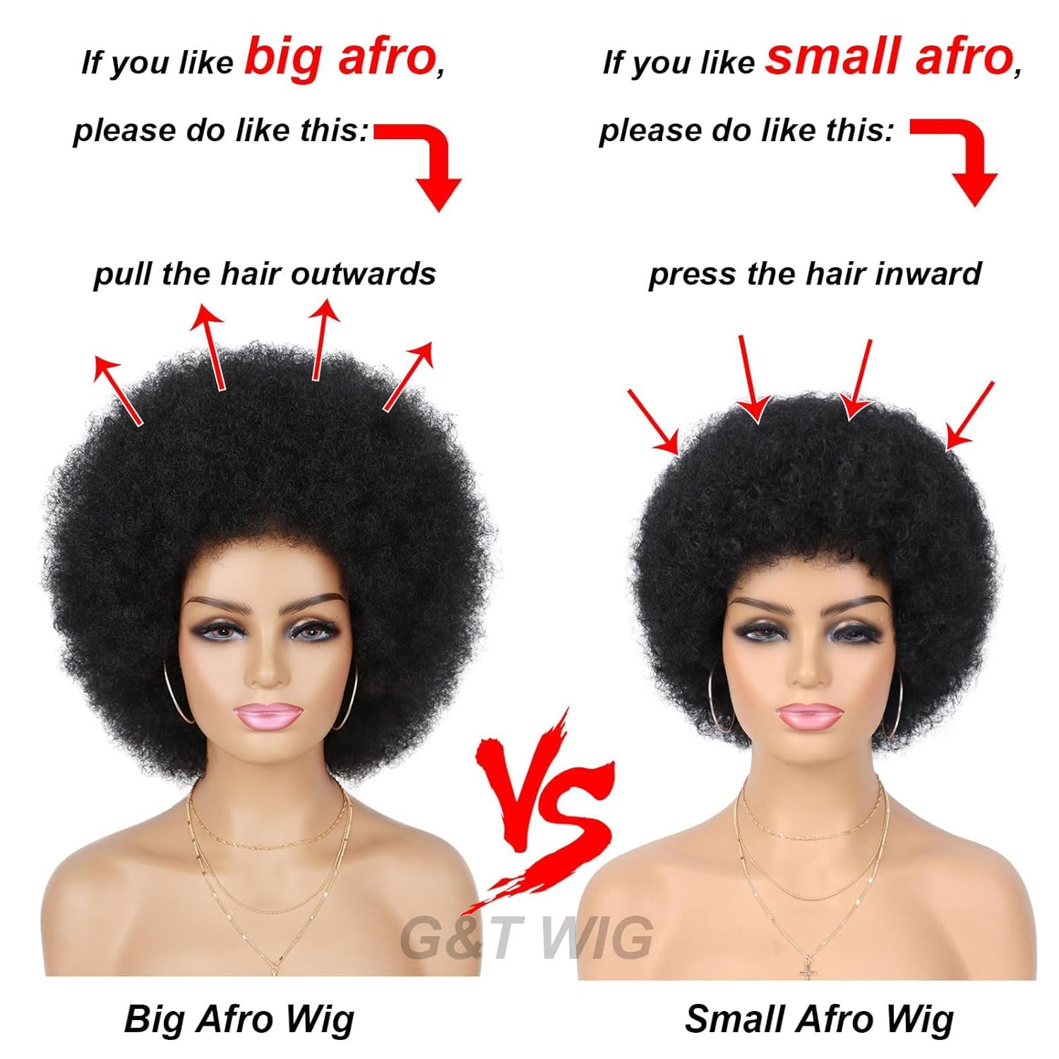 G&T Wig side profile highlighting curl shape and volume benefit