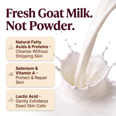 Goat Milk Stuff farm milk pouring into bowl illustrating fresh milk provenance benefit