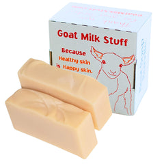 Goat Milk Stuff front packaging showing unscented purity bars and clear ingredient benefit