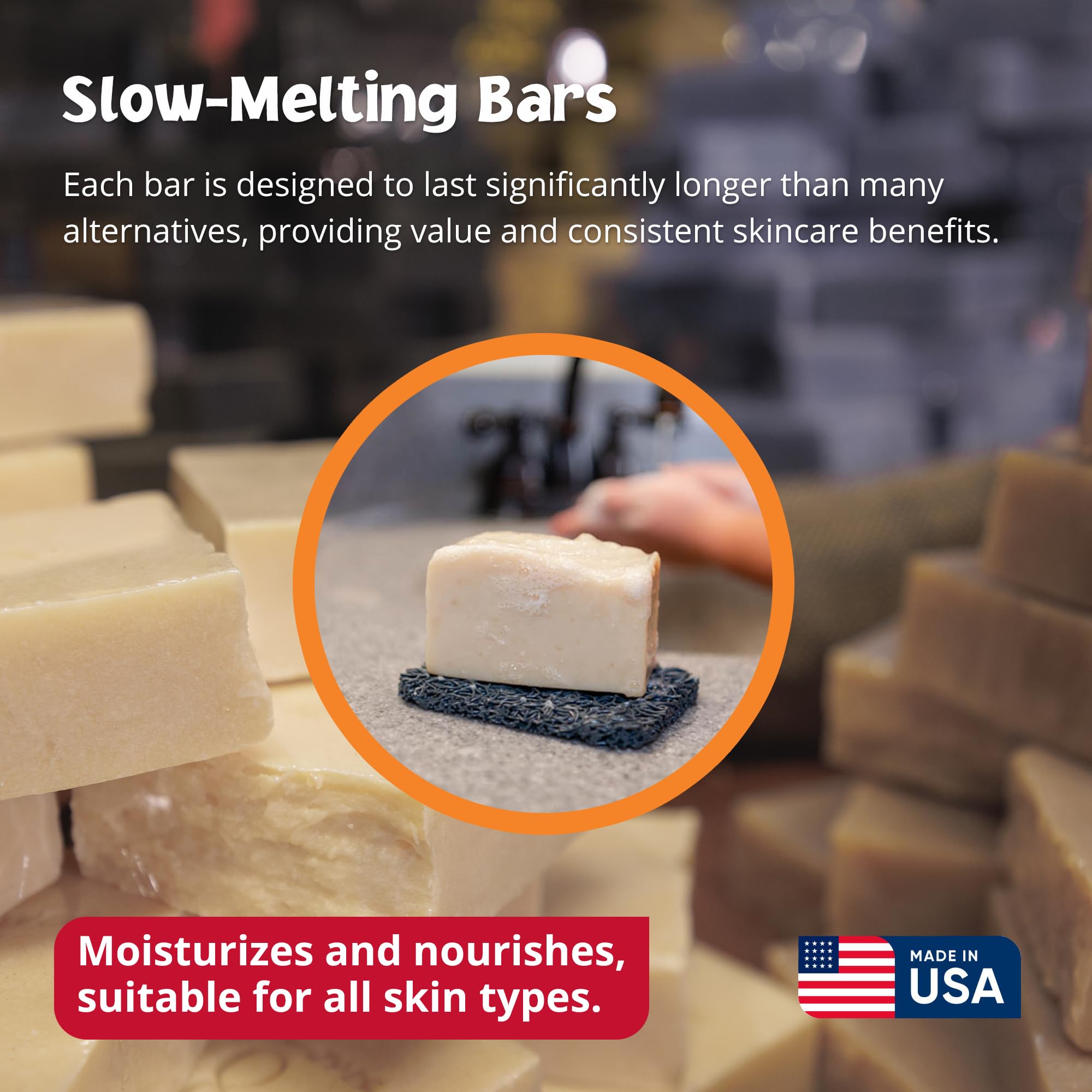 Goat Milk Stuff soap held in hand for size comparison and travel-friendly convenience