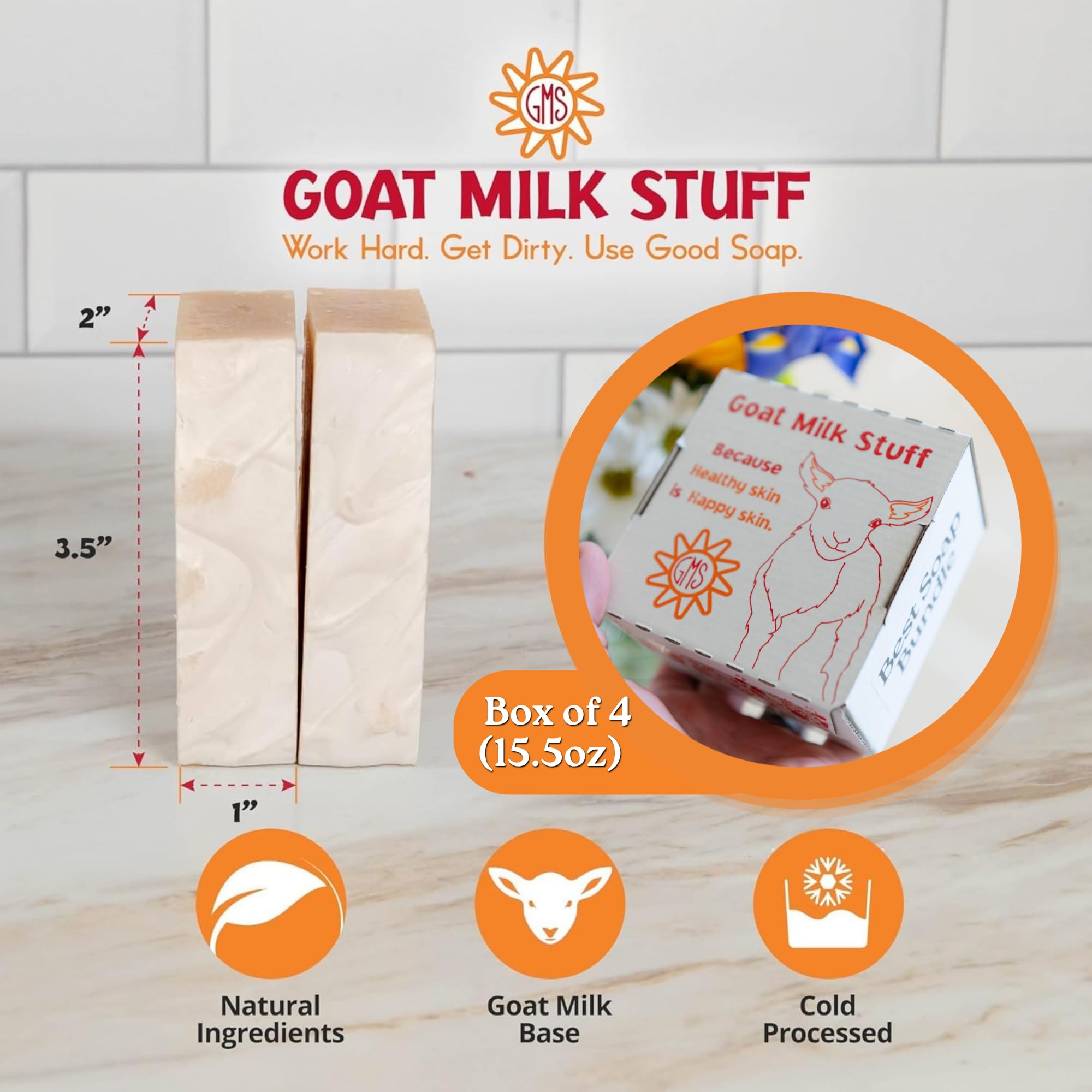 Goat Milk Stuff soap bar texture close-up highlighting creamy, smooth surface