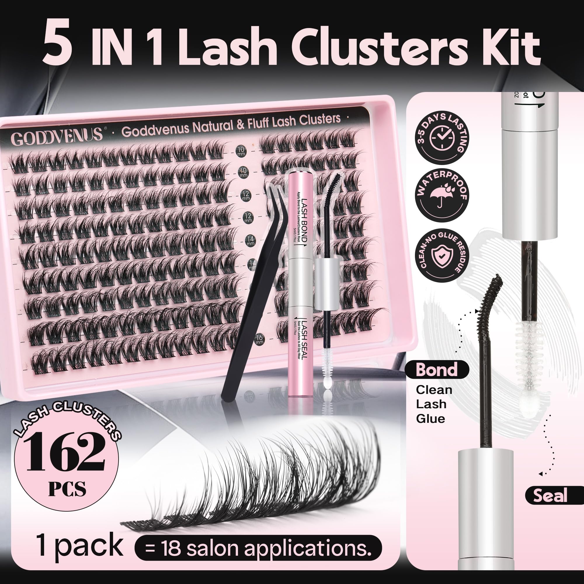 Goddvenus hands applying cluster lashes demonstrating easy DIY
