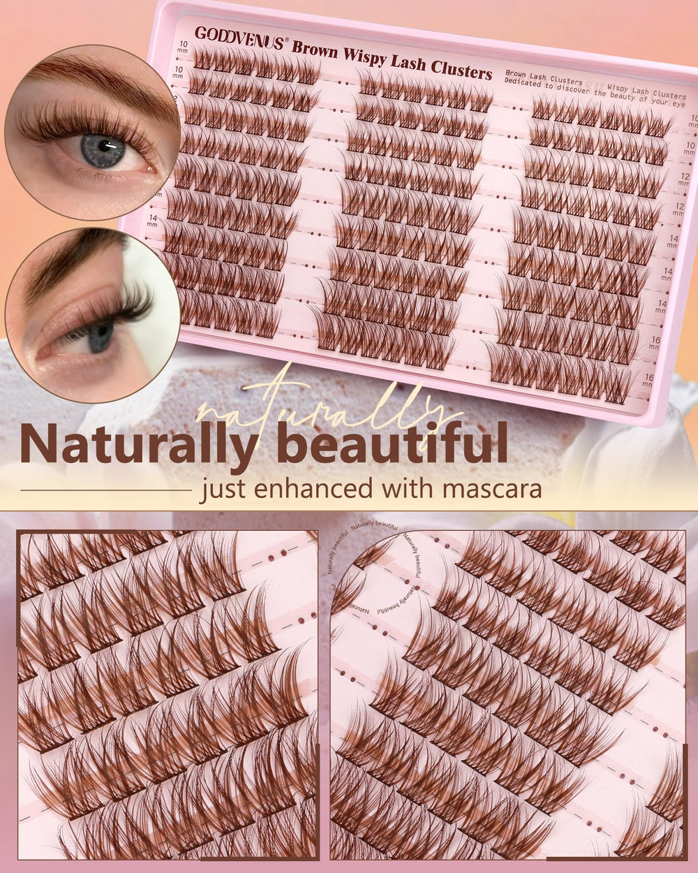 Goddvenus step-by-step cluster application on model eyelid for effortless results