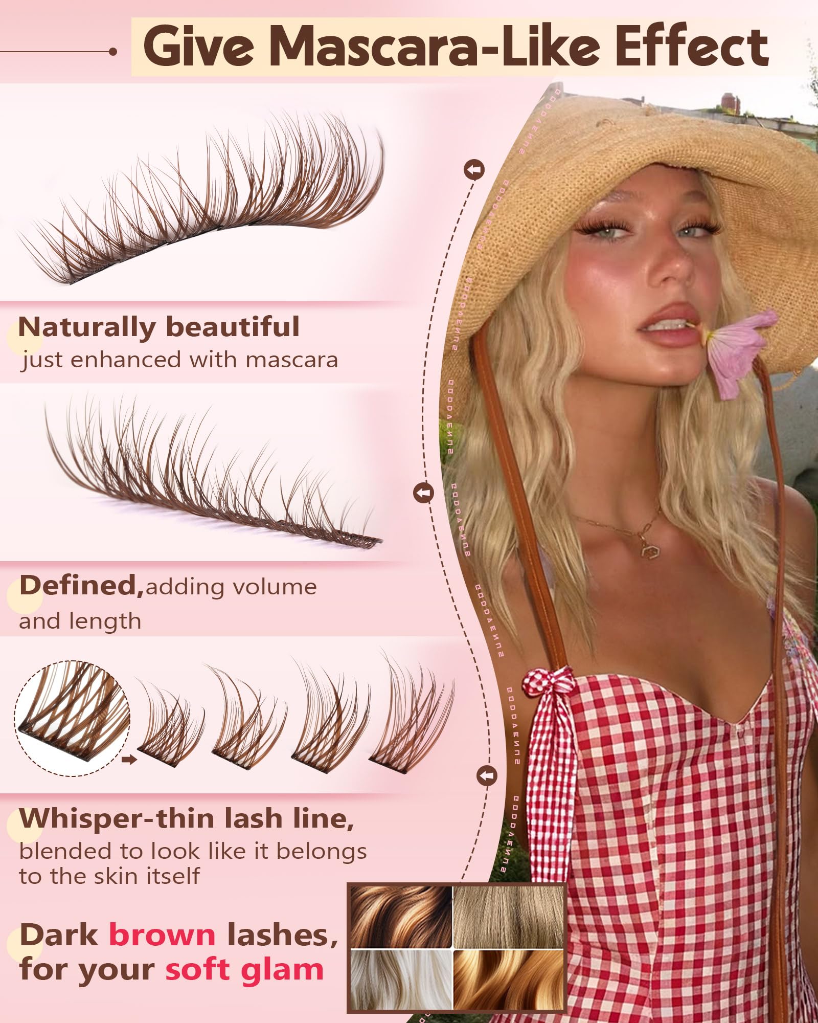 Goddvenus close-up of brown wispy clusters highlighting feathered texture blend