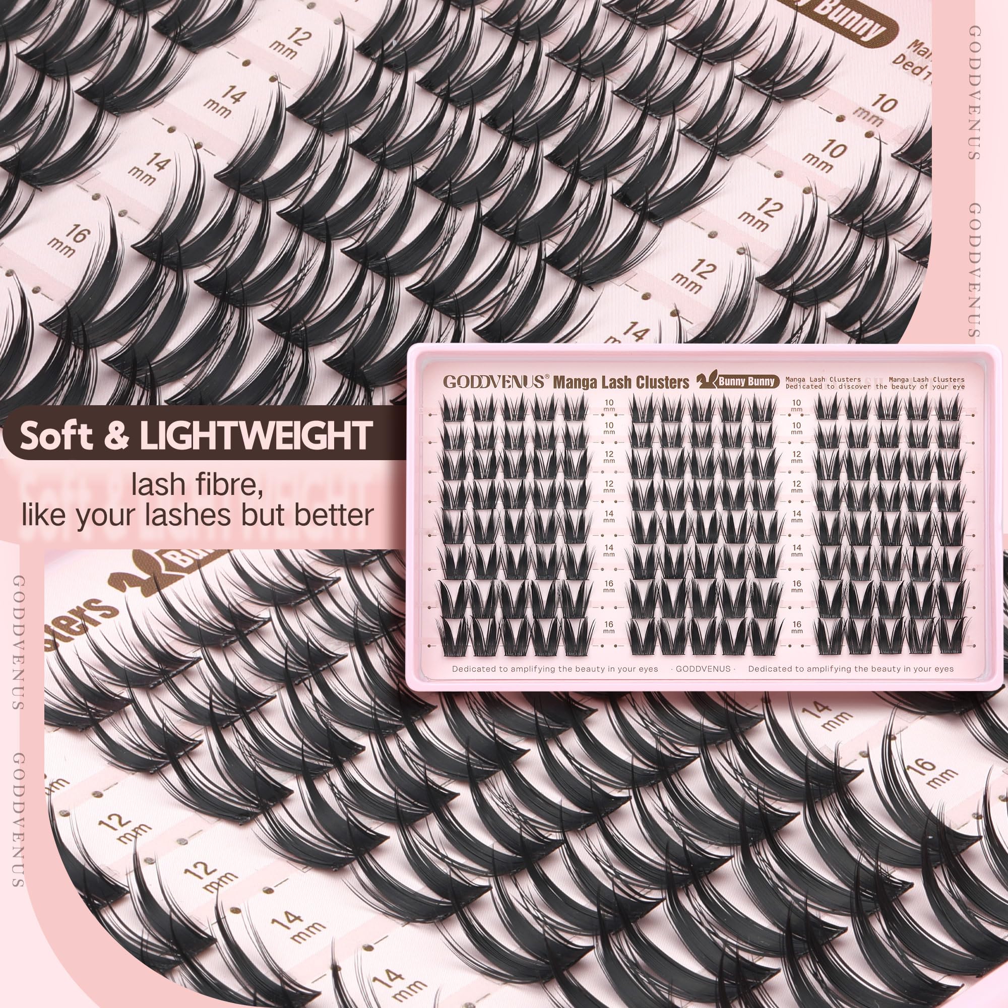 Goddvenus applied cat-eye clusters elongating outer lashes for drama