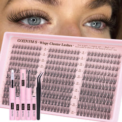 Goddvenus front packaging showing 300-piece cluster kit and included tweezers for convenience