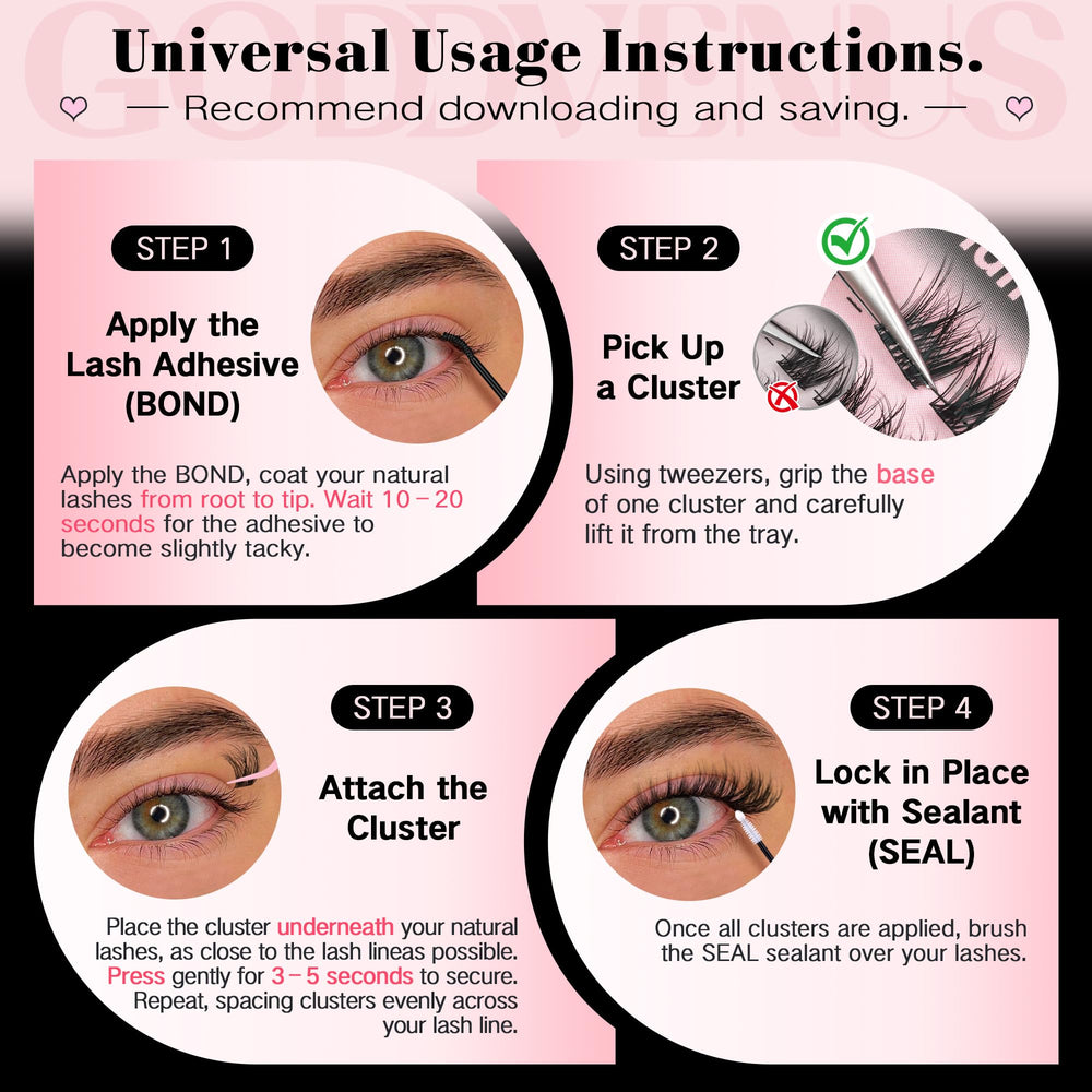 Goddvenus label and contents highlighting included lash varieties