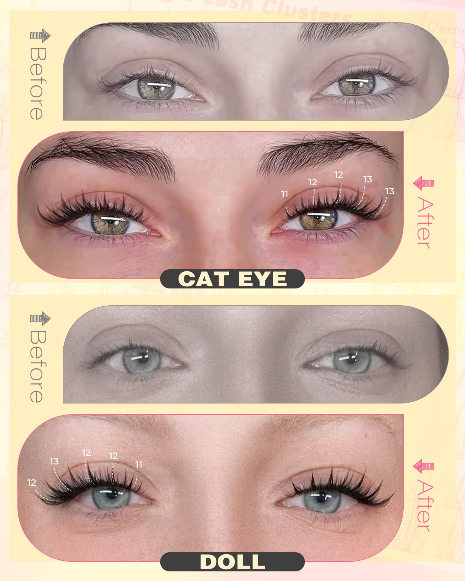 goddvenus comparison of 11mm 12mm 13mm clusters for customizable length options