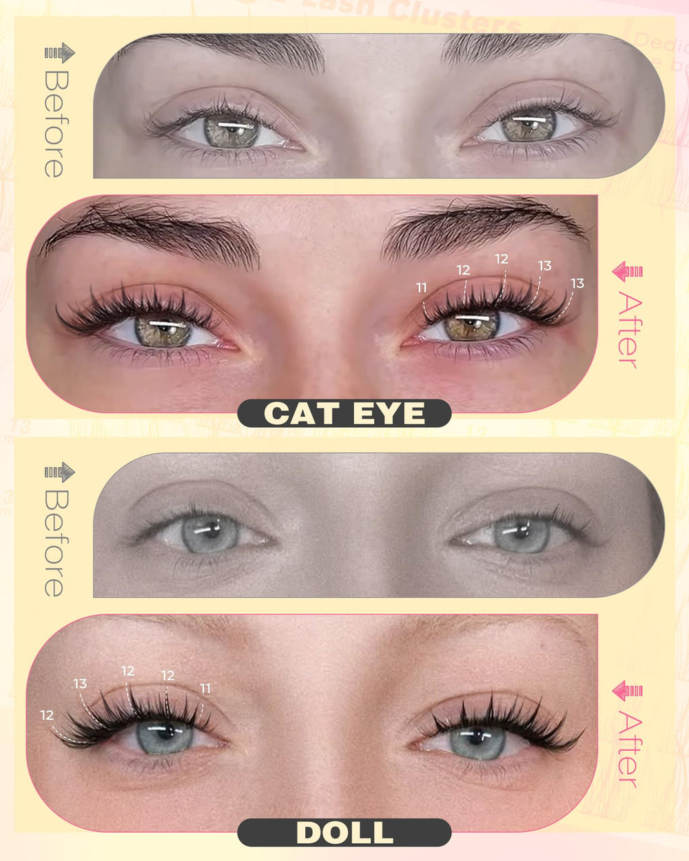 goddvenus comparison of 11mm 12mm 13mm clusters for customizable length options