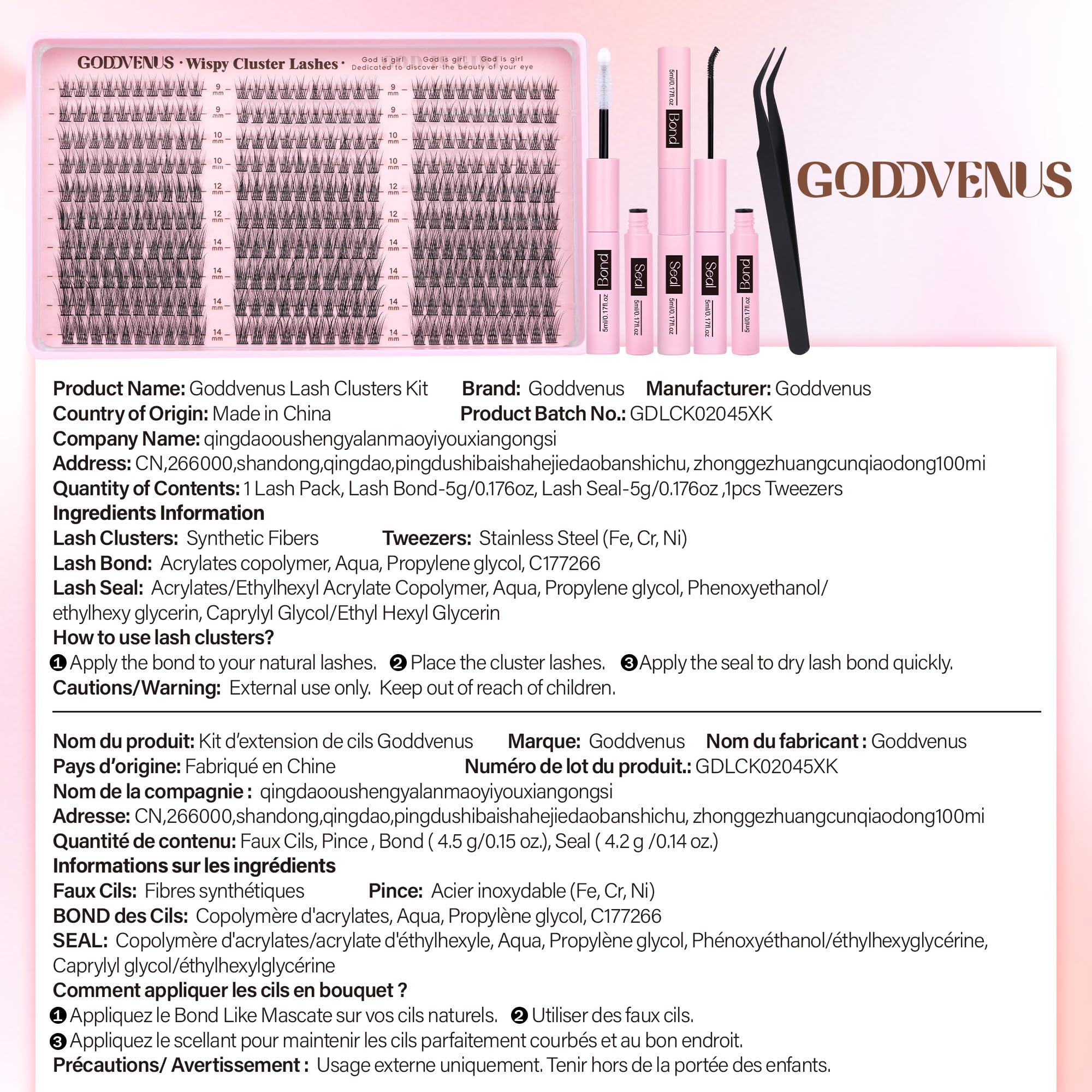 Goddvenus length comparison showing 9mm to 14mm clusters to customize eye shape