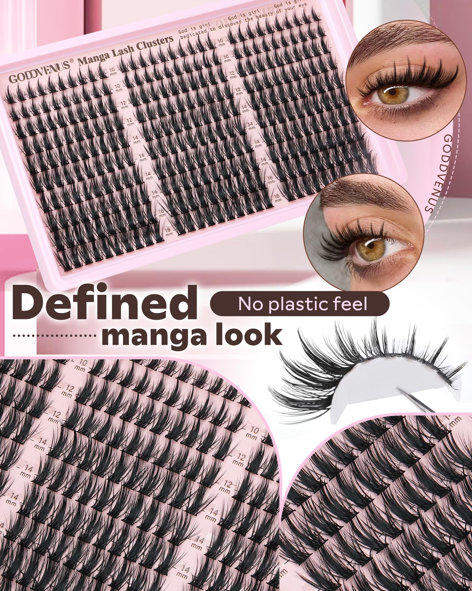 goddvenus worn on eye showing lifted anime-style flutter benefit