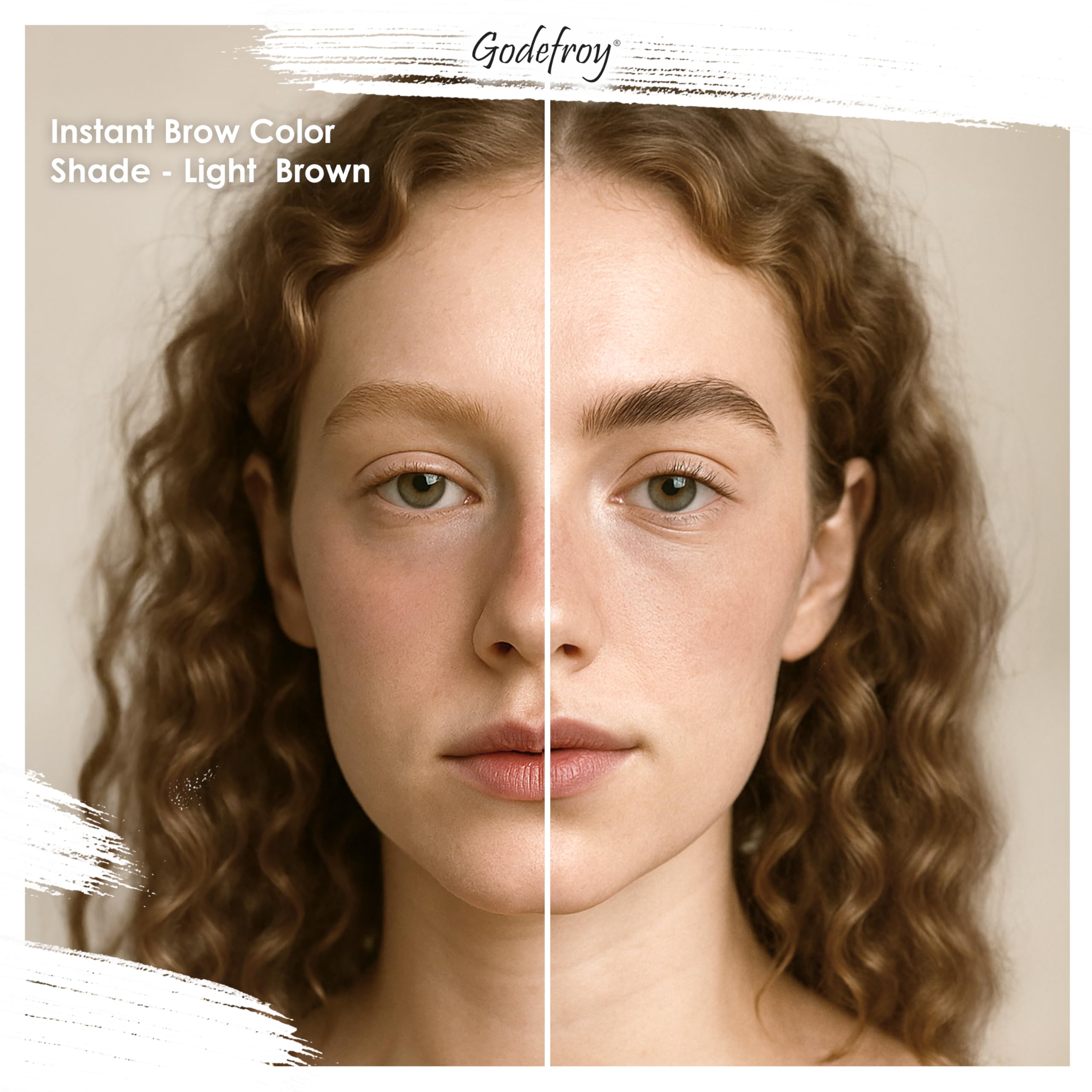 Godefroy before and after brows showing natural light brown definition