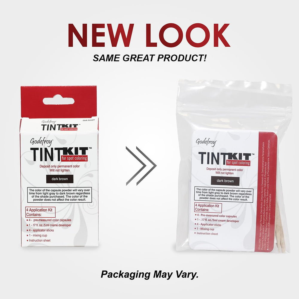 Godefroy capsule and developer close-up illustrating pre-measured portions for mess-free mixing