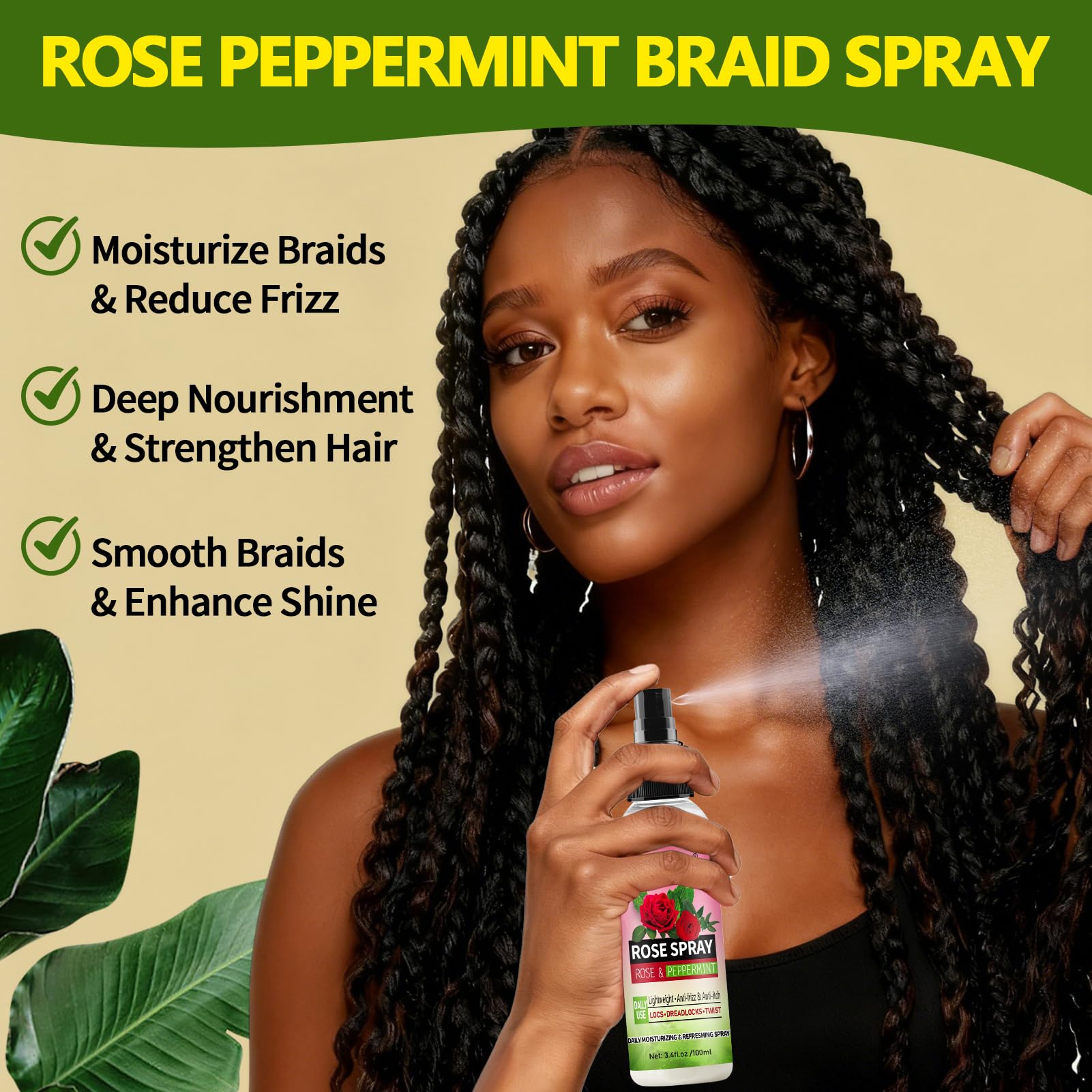 Goiple passion fruit spray being misted on scalp for cooling relief