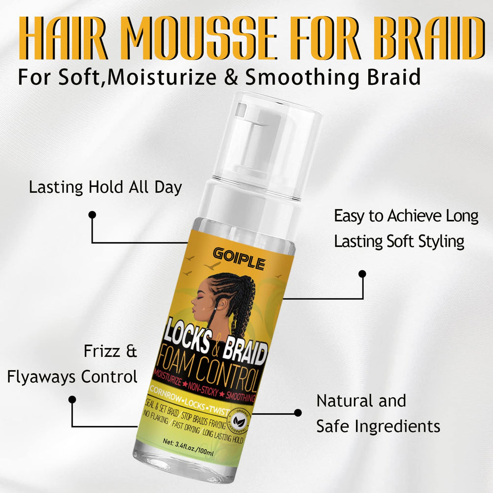 Goiple braid mousse texture closeup showing lightweight hold and shine