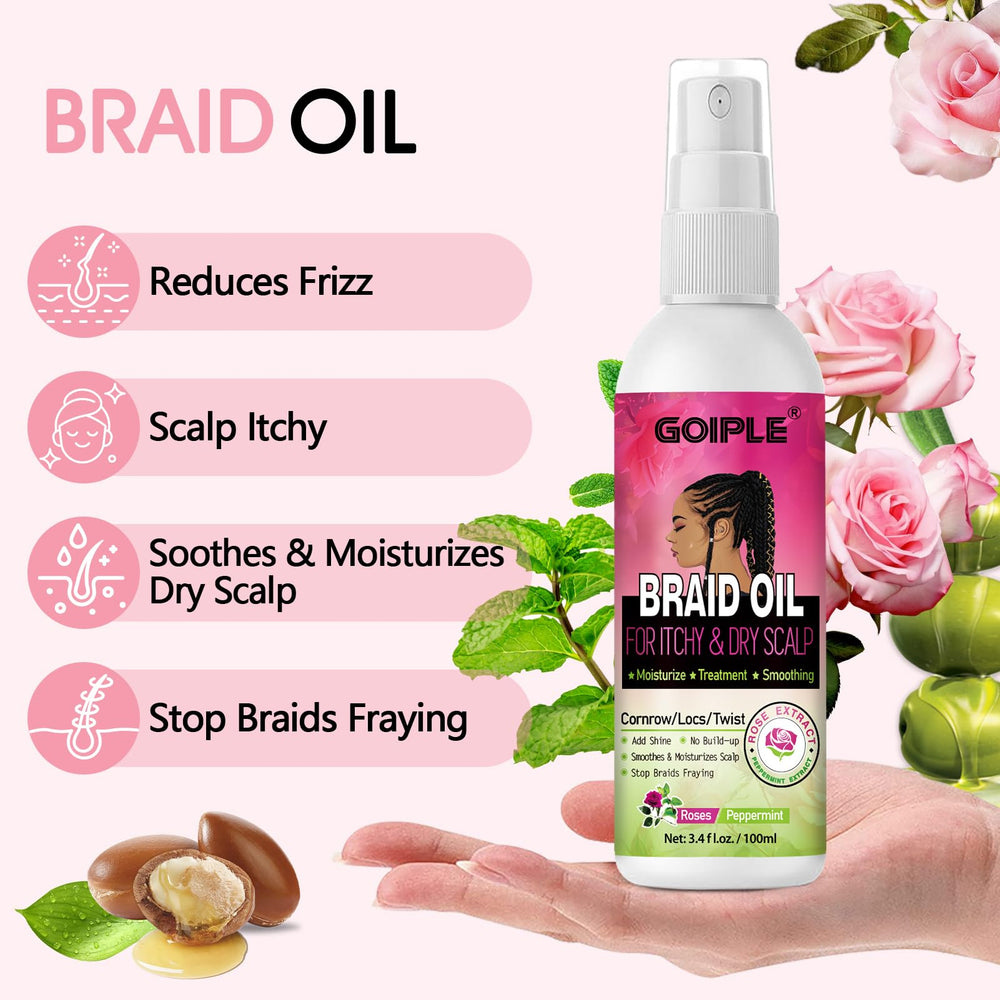 Goiple before and after braid shine comparison showing improved luster and reduced frizz