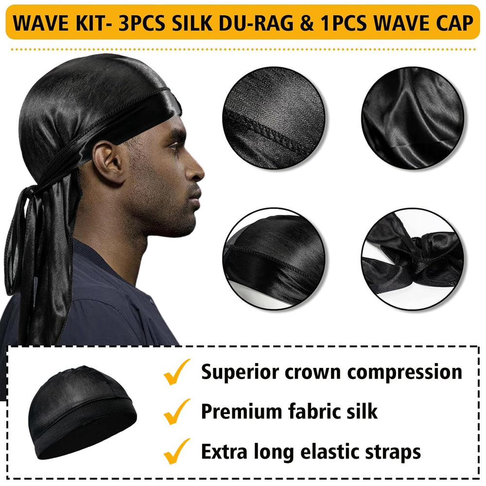 Goiple blue durag and silky wave cap set included with pomade
