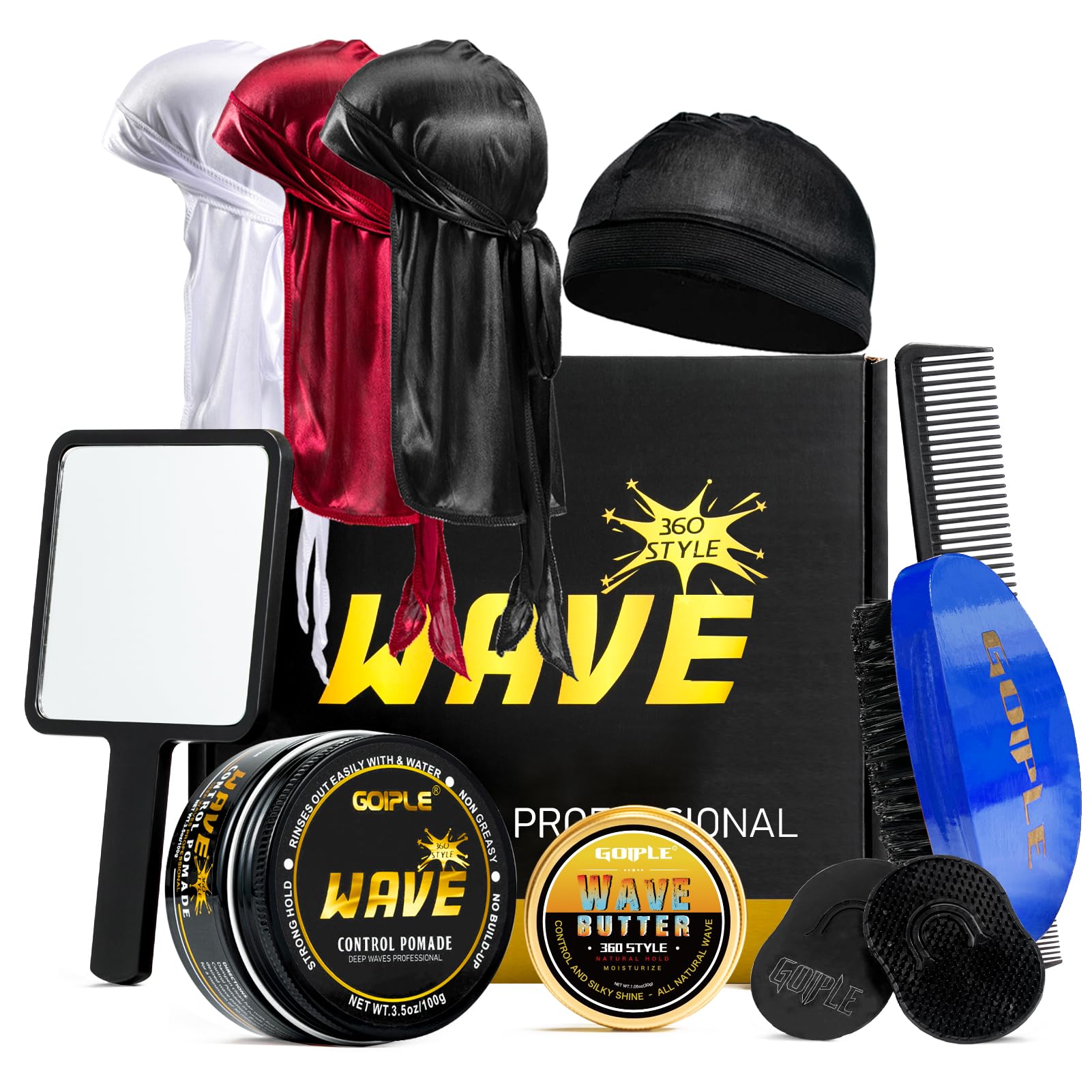 Goiple front packaging displaying pomade jar and benefits