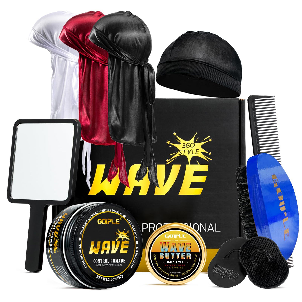 Goiple front packaging displaying pomade jar and benefits