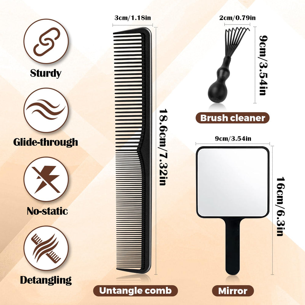 Goiple hand mirror with brushes and comb for easy at-home grooming