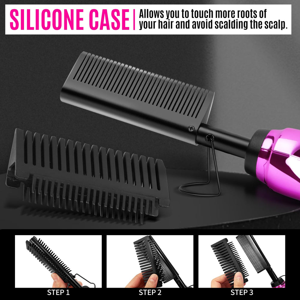 Goiple hot comb in use on lace front wig demonstrating seamless pressing for natural hairline