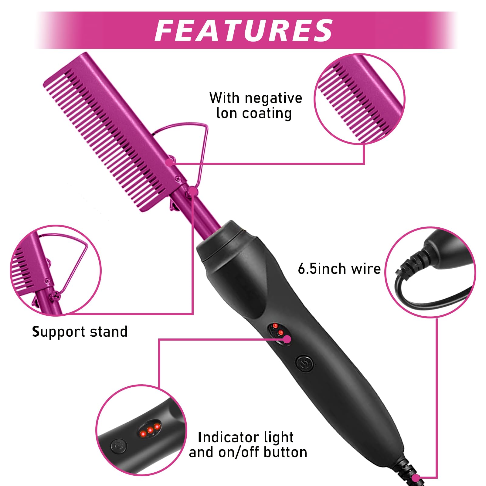 Goiple hot comb in use pressing a lace wig delivering sleek, salon-like results