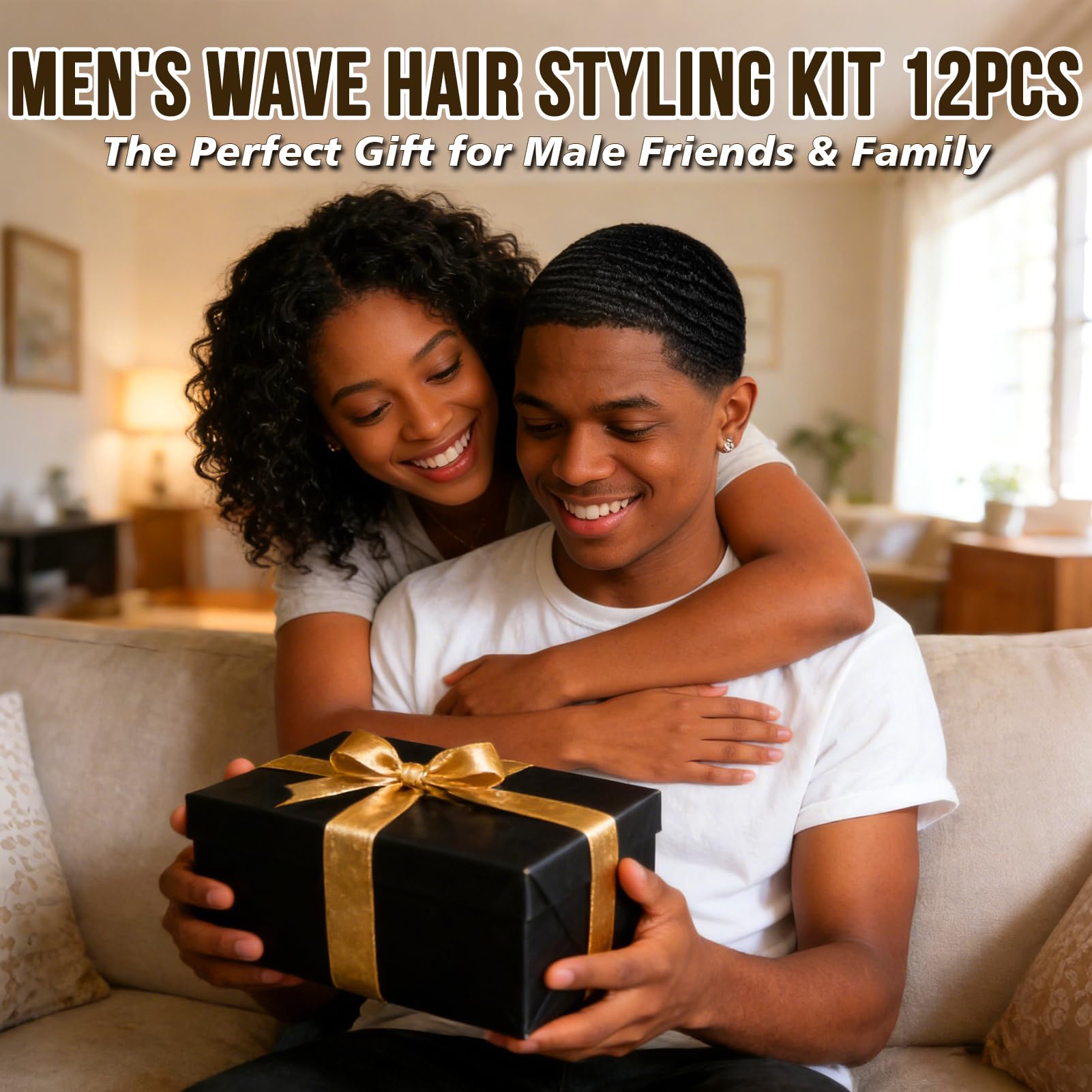Goiple lifestyle image of a man wearing a durag keeping waves defined