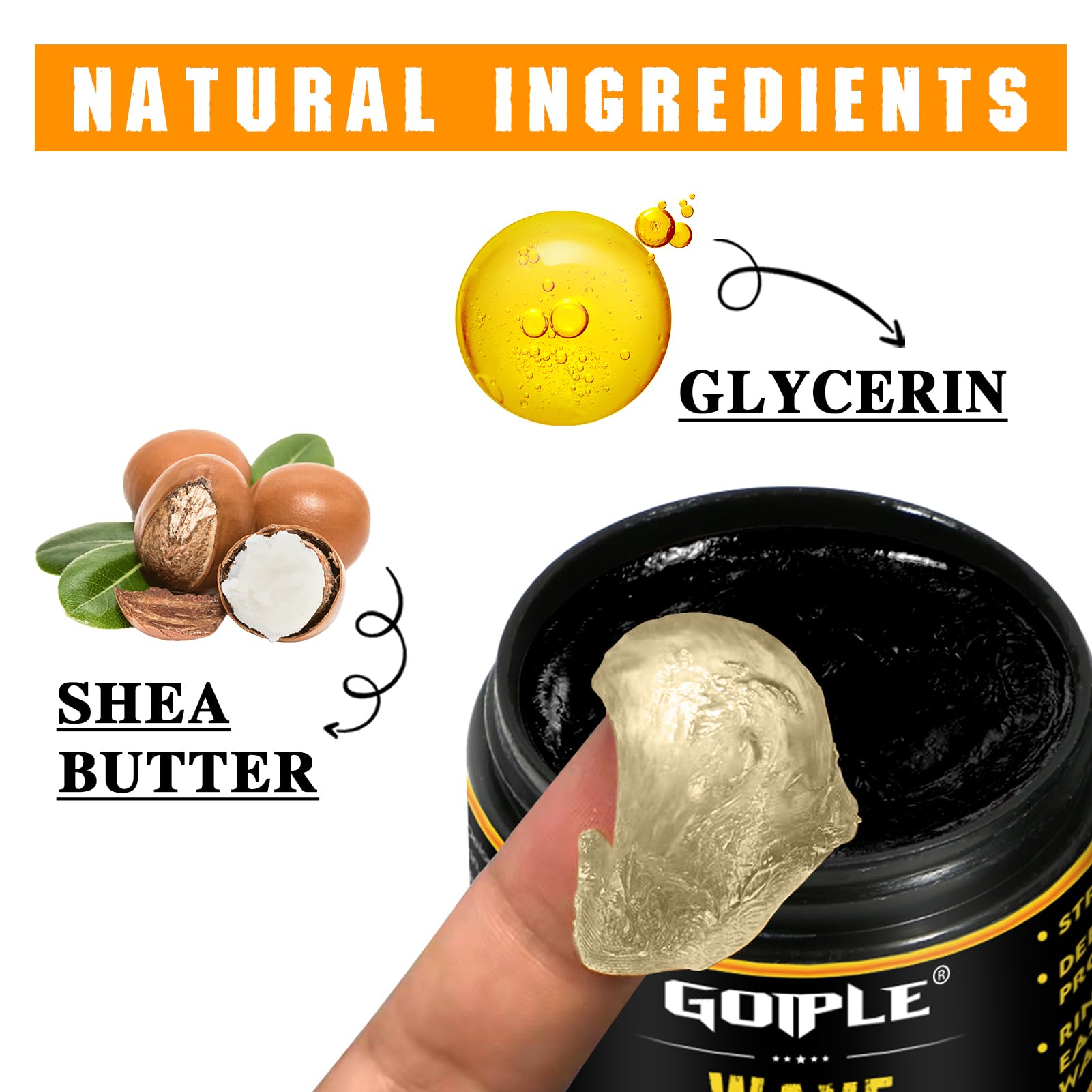 Goiple pomade texture close-up demonstrating smooth spreadable hold