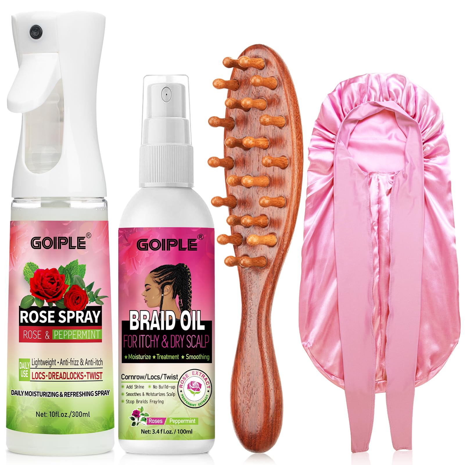 Goiple rose water spray bottle front view showing hydration benefit